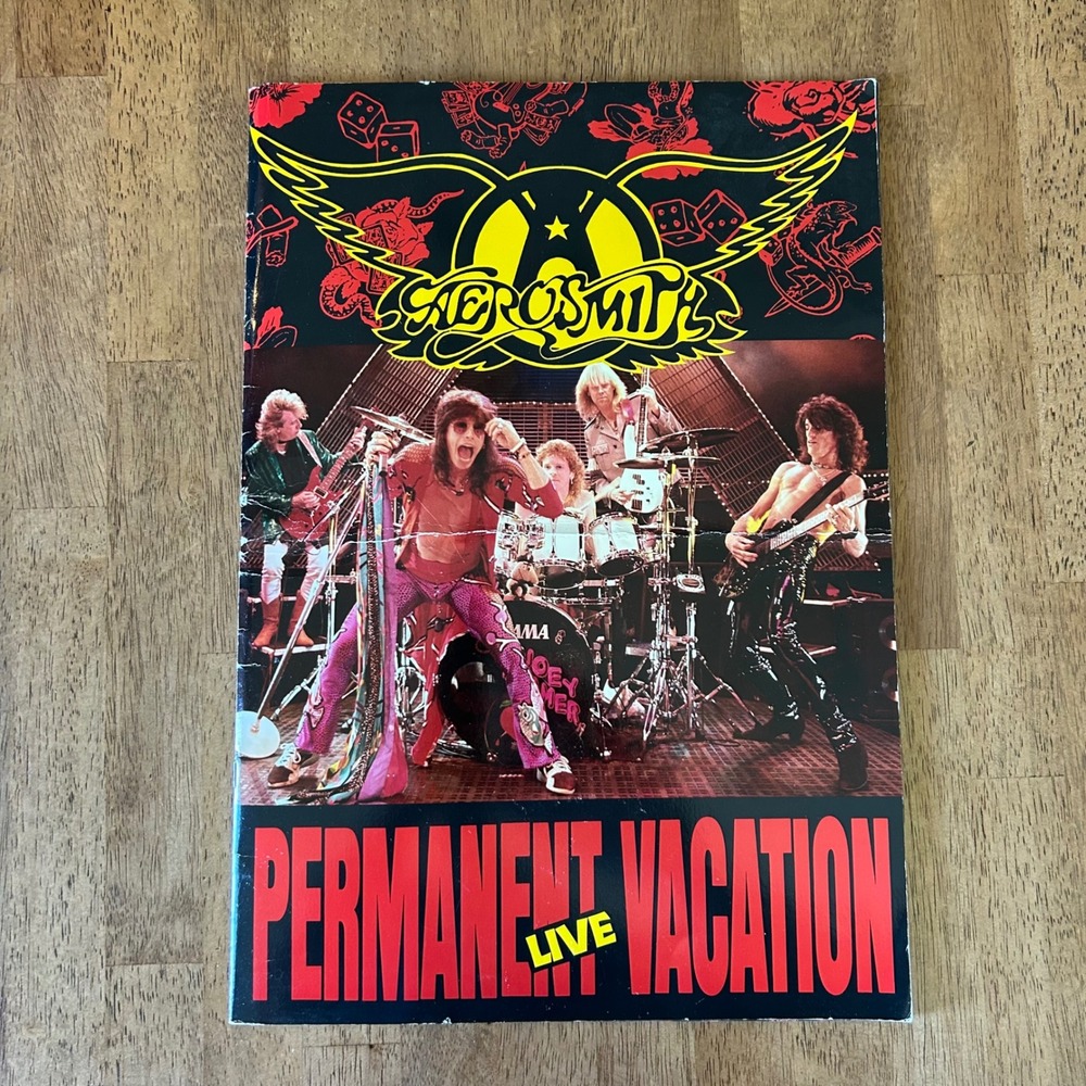 Vintage 1987 Aerosmith Permanent Vacation Live Concert Tour Program Book Creased